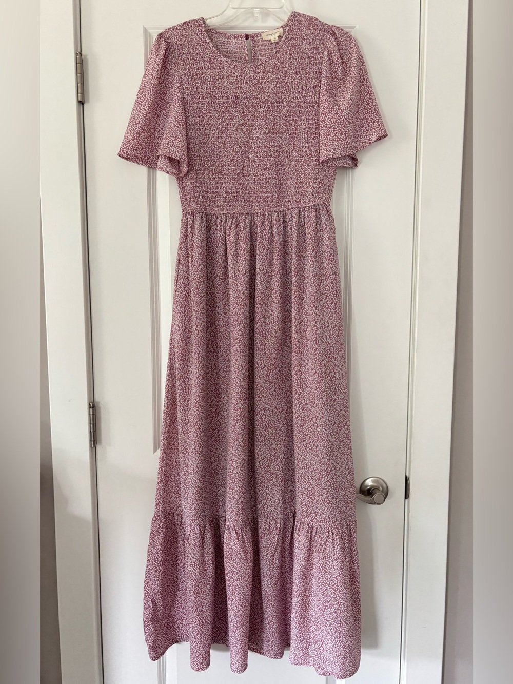 orange creek Dusty Pink Floral Maxi Dress with Smocked Bodice